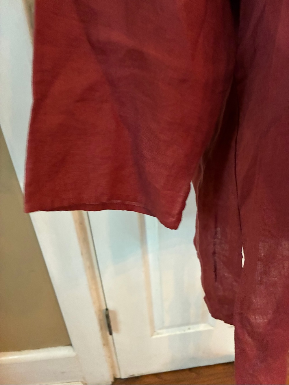 NWT Eileen Fisher Sequin Split Neck Irish Linen Tunic Top Terracotta XL - Picture 3 of 8